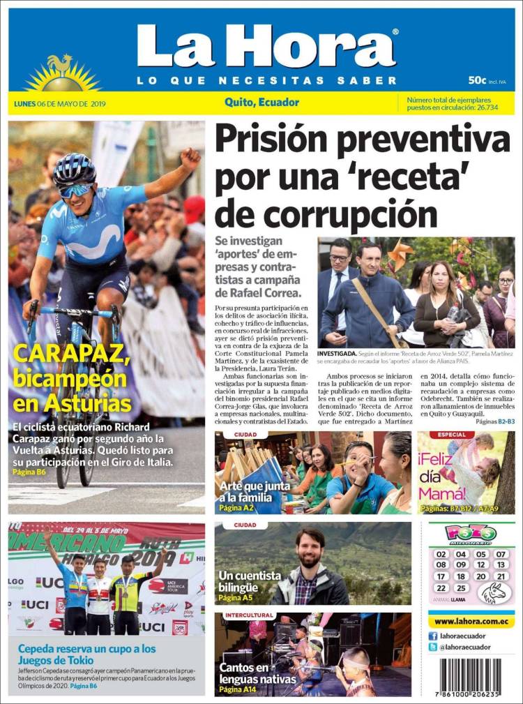 Portada de La Hora - Ecuador (&Eacute;quateur)