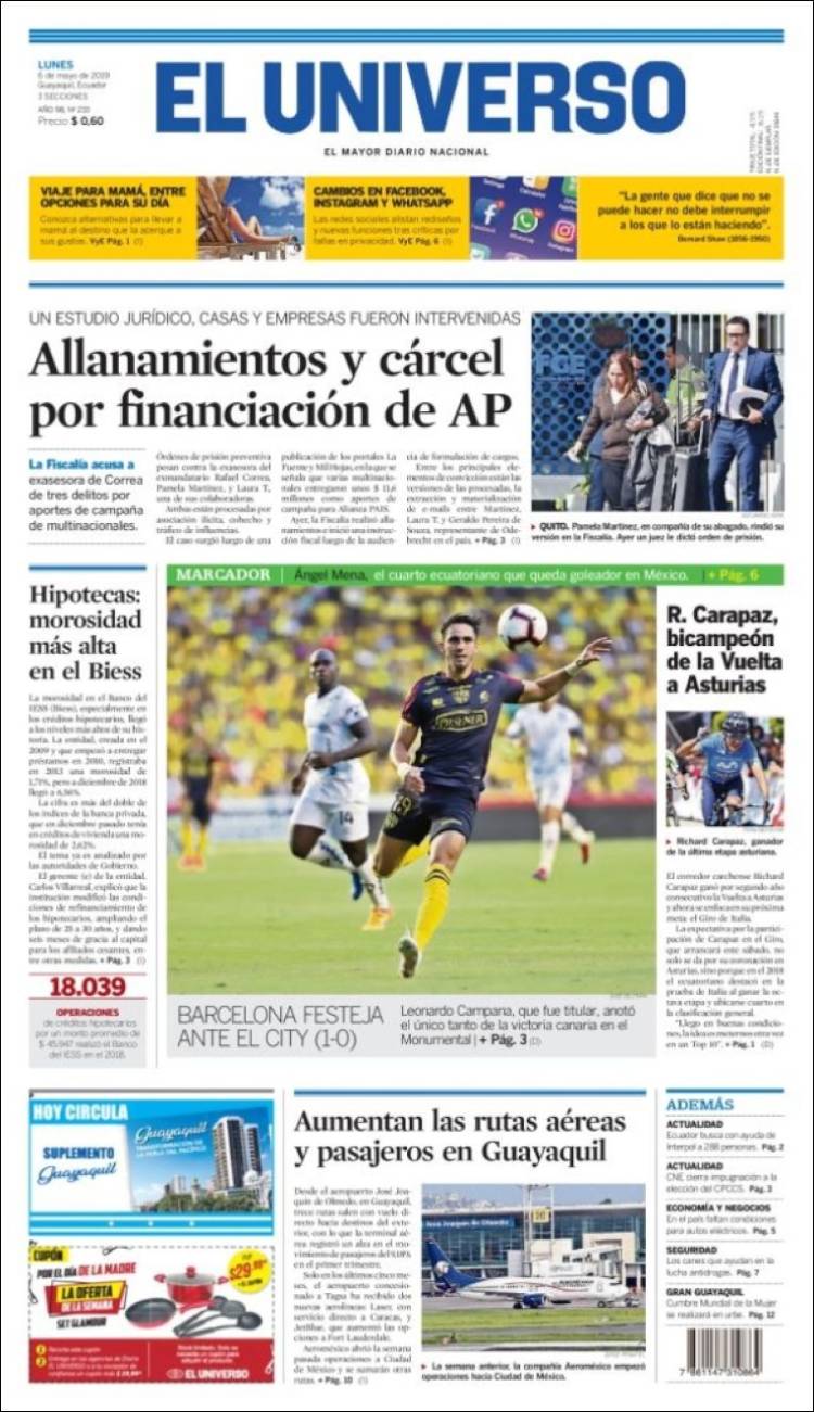 Portada de El Universo - Ecuador (&Eacute;quateur)