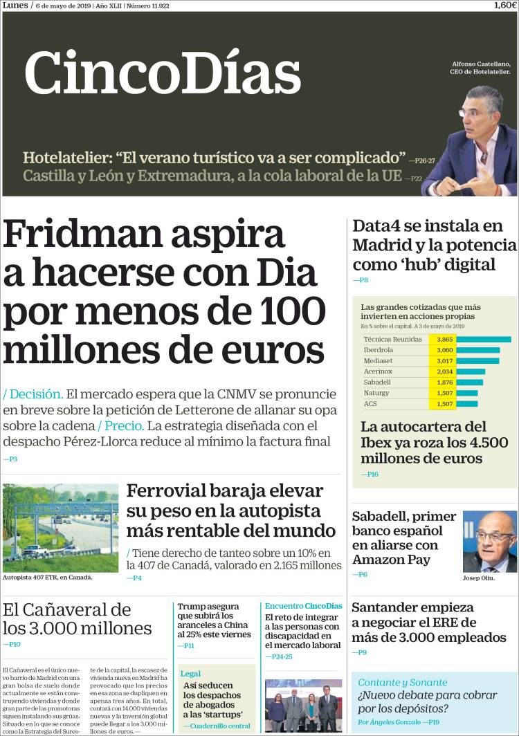 Portada de Cinco Días (Espa&ntilde;a)