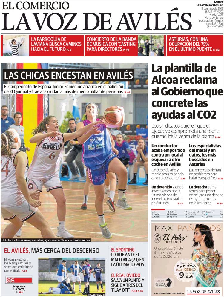 Portada de El Comercio - Avilés (España)