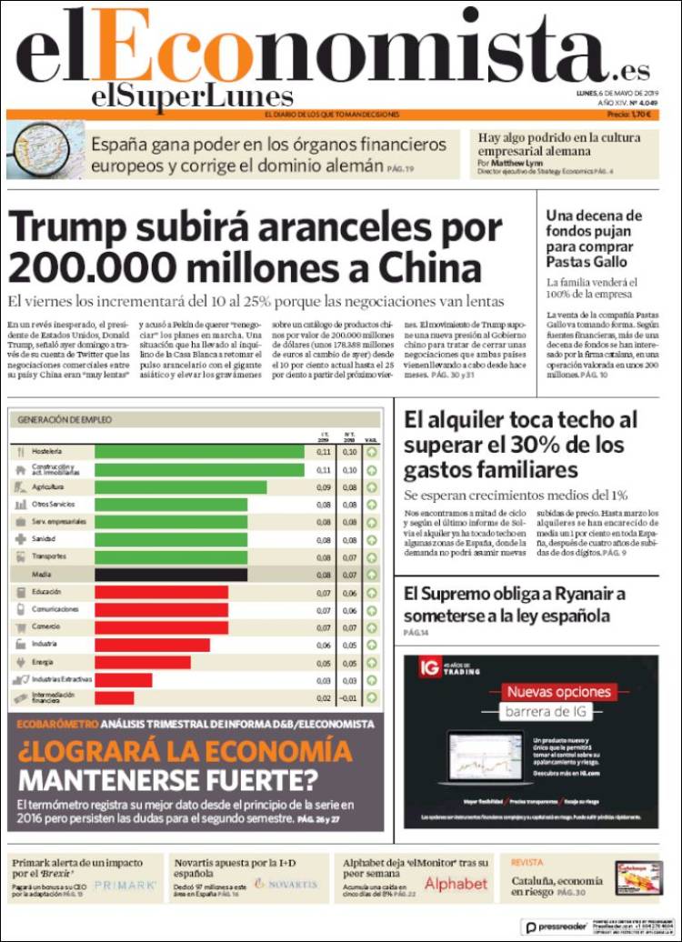 Portada de El Economista (Espa&ntilde;a)