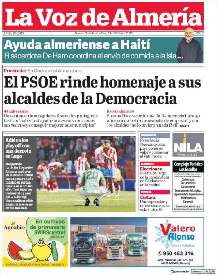 Portada de La Voz de Almería (España)