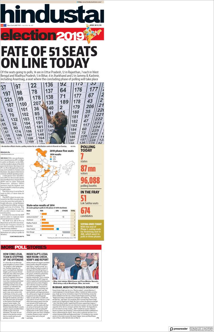 Portada de Hindustan Times (India)