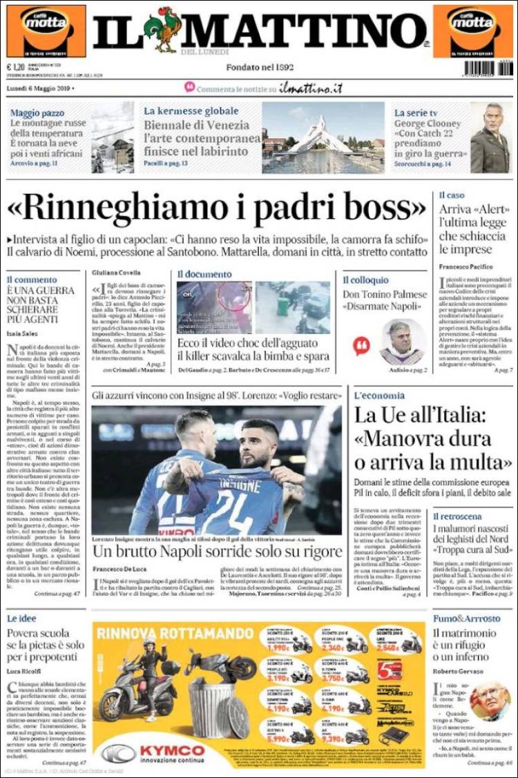 Portada de Il Mattino (Italia)