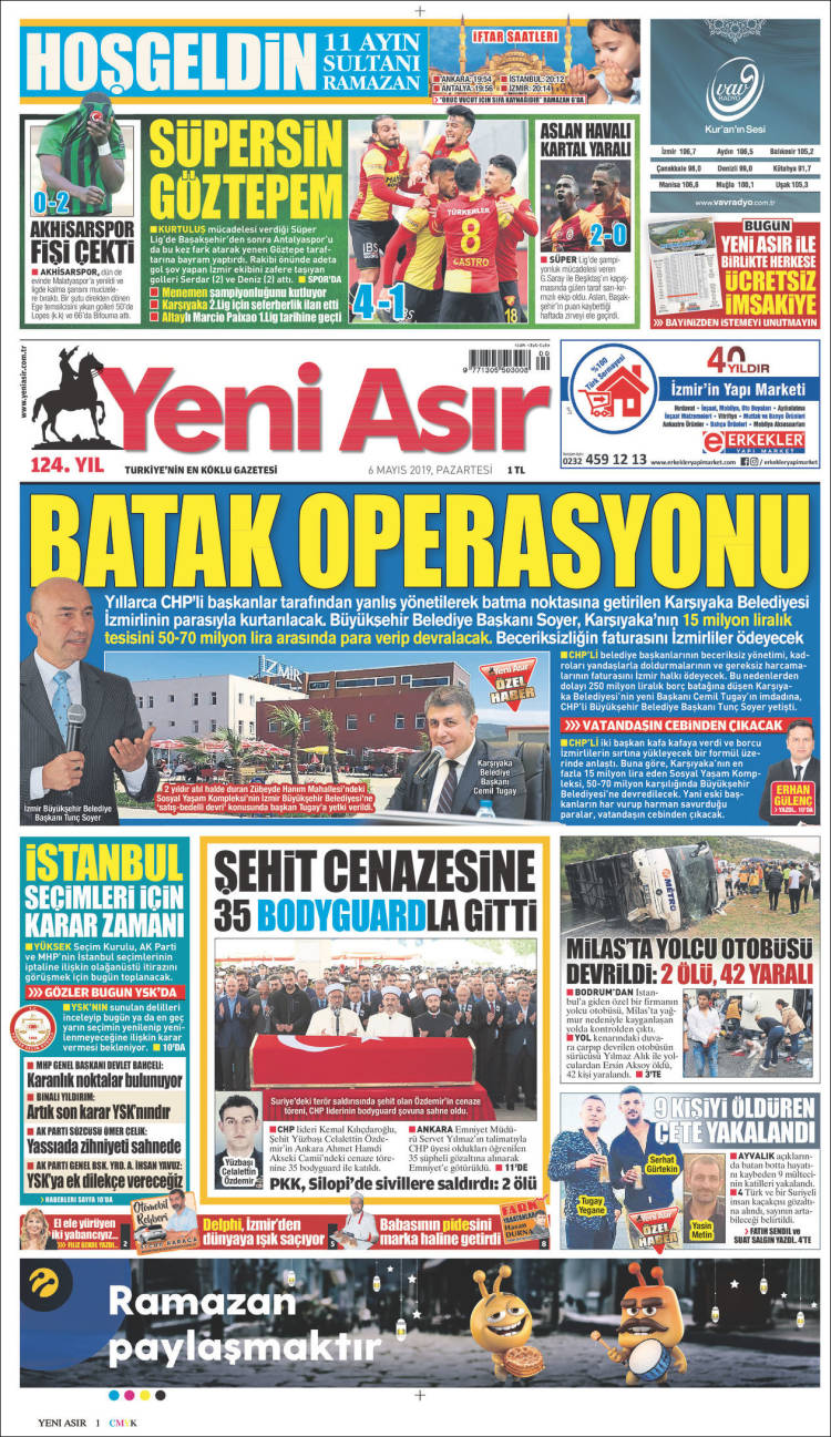 Portada de Yeni Asır (Turqu&iacute;a)