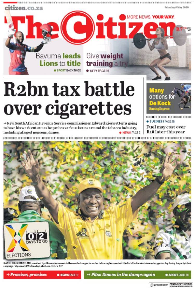 Portada de The Citizen (Sud&aacute;frica)