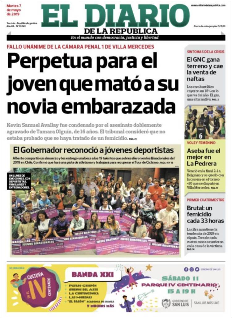 Portada de Diario de la República (Argentina)