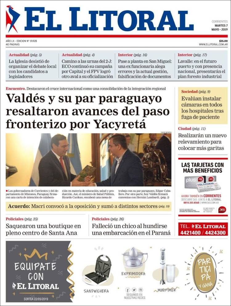 Portada de El Litoral Corrientes (Argentina)