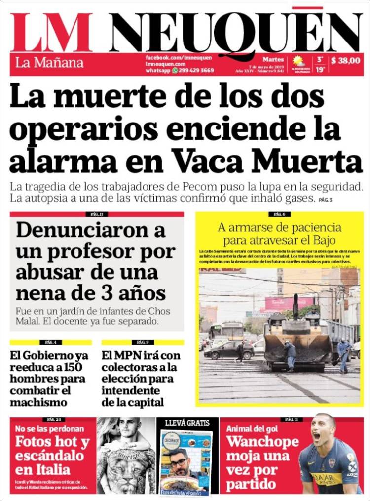 Portada de La Mañanade Neuquén (Argentina)