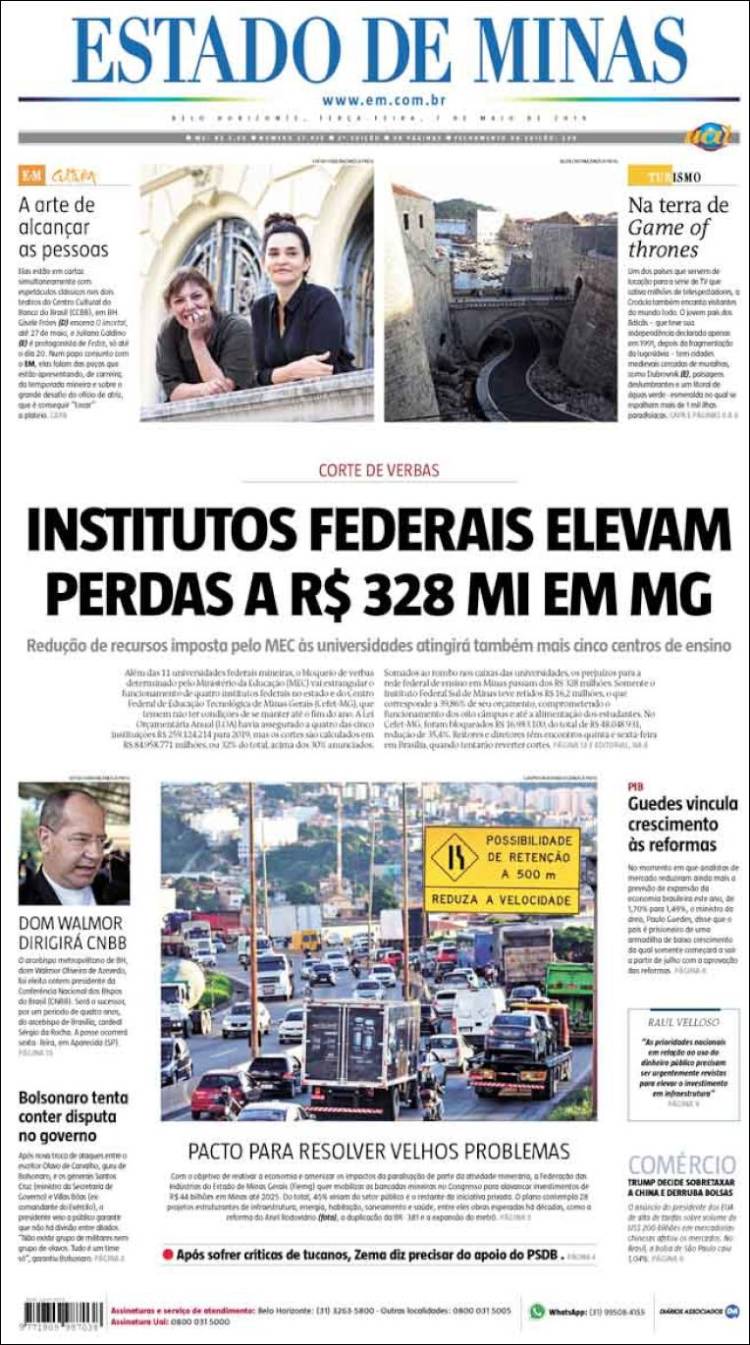 Portada de Jornal Estado de Minas (Brasil)