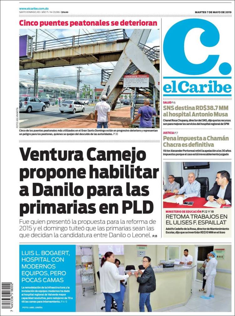Portada de El Caribe (R. Dominicana)