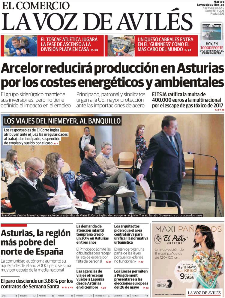 Portada de El Comercio - Avilés (Espa&ntilde;a)