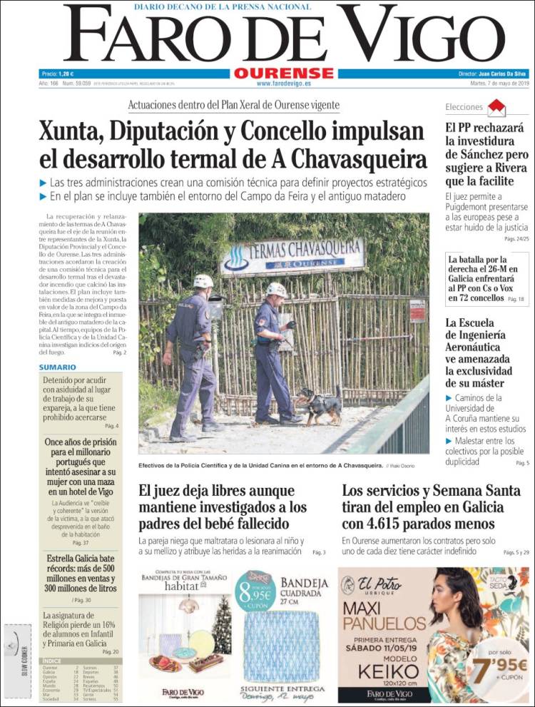 Portada de El Faro de Vigo - Ourense (Espa&ntilde;a)