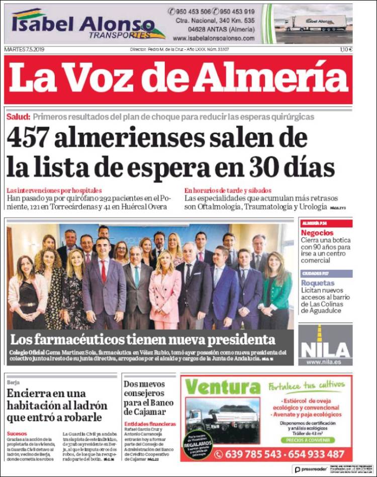Portada de La Voz de Almería (Espa&ntilde;a)