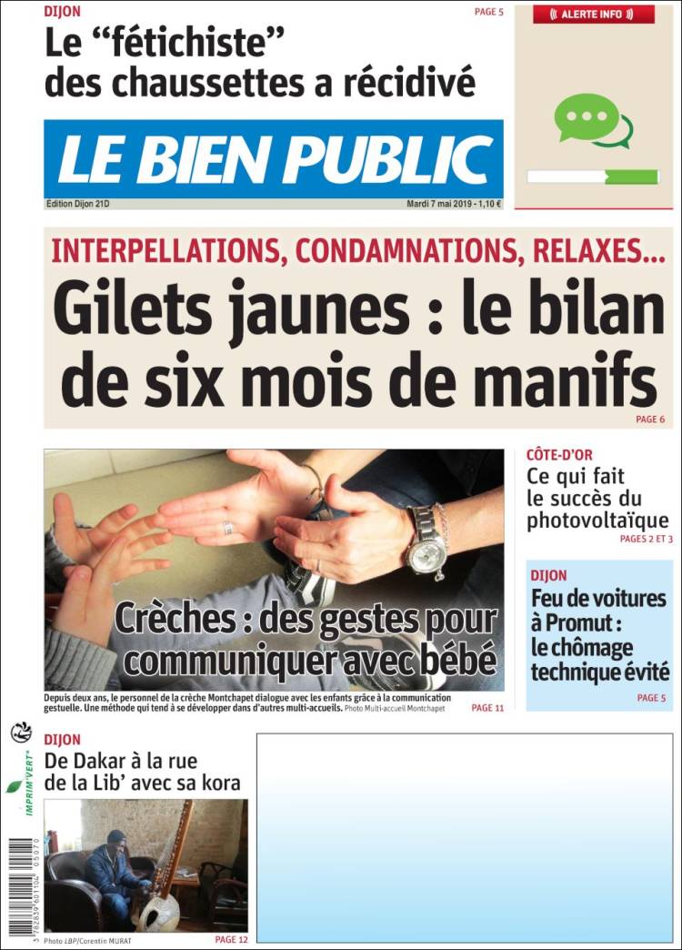 Newspaper Le Bien Public France Newspapers In France Tuesday S Edition May 7 Of 19 Kiosko Net