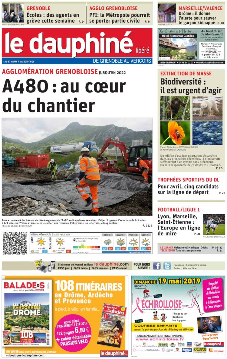 Portada de Le Dauphiné Libéré (Francia)