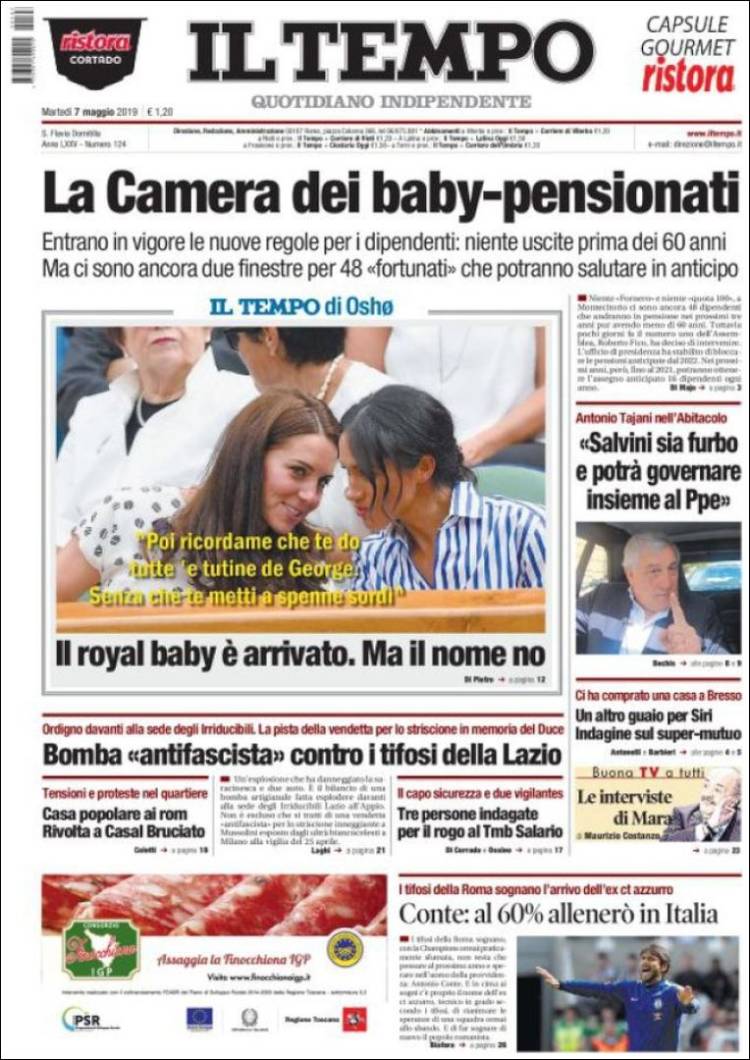 Portada de Il Tempo (Italia)