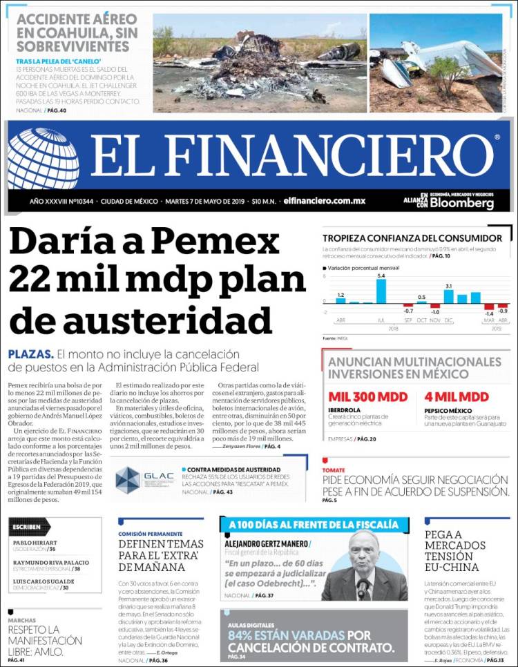 Portada de El Financiero (M&eacute;xico)