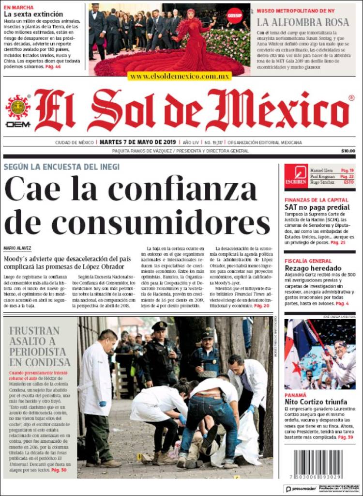 Portada de El Sol de México (M&eacute;xico)