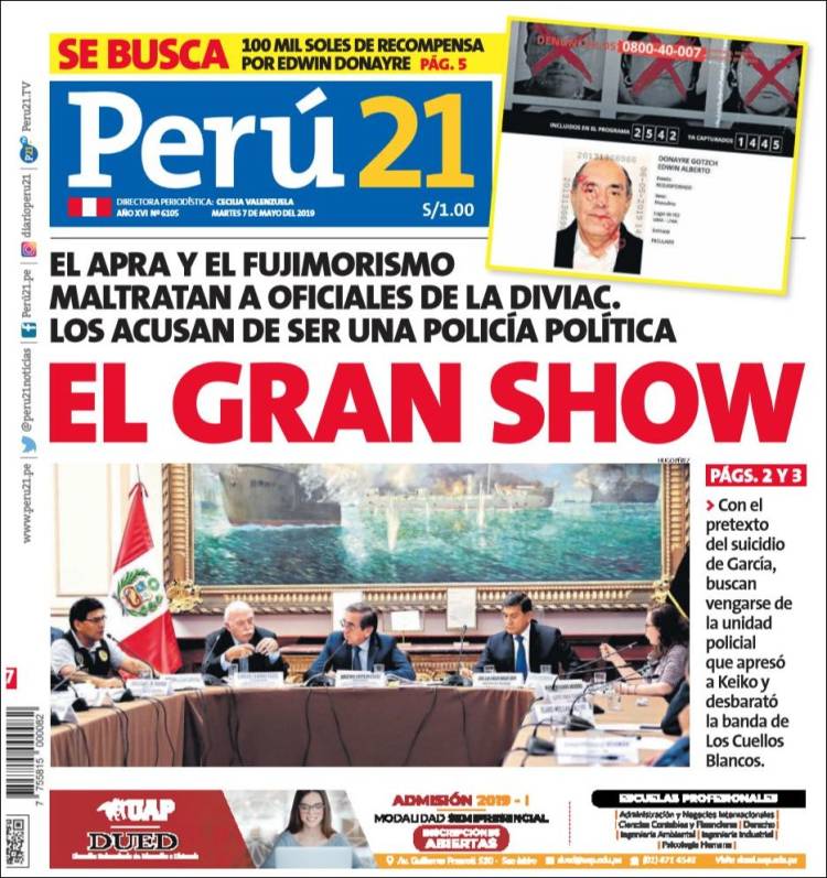 Portada de Perú 21 (Per&uacute;)