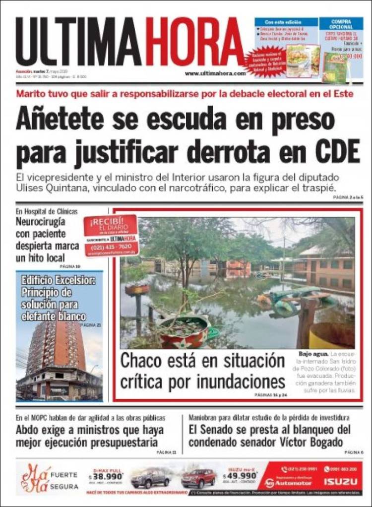 Portada de Última Hora (Paraguay)