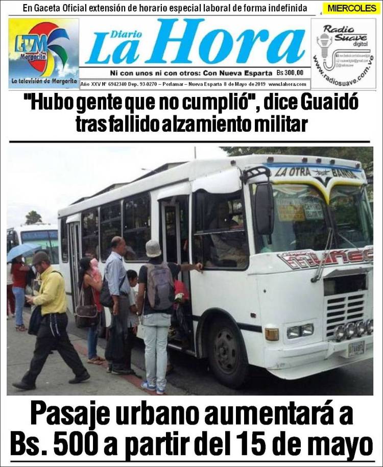 Portada de La Hora (Venezuela)