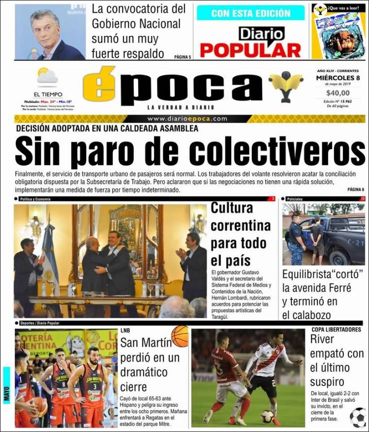 Portada de Diario Época (Argentina)