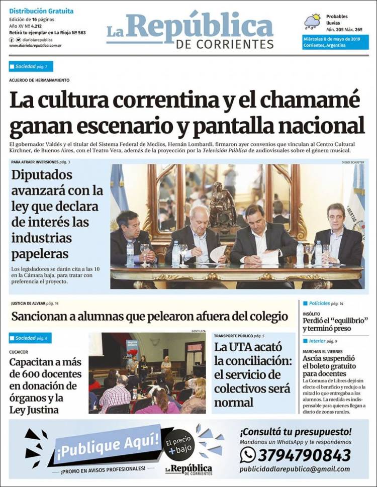 Portada de La República de Corrientes (Argentina)