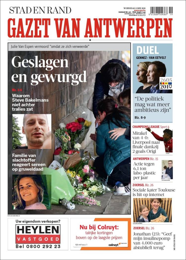 Portada de Gazet van Antwerpen (B&eacute;lgica)