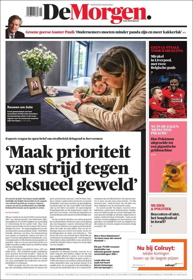 Portada de De Morgen (B&eacute;lgica)