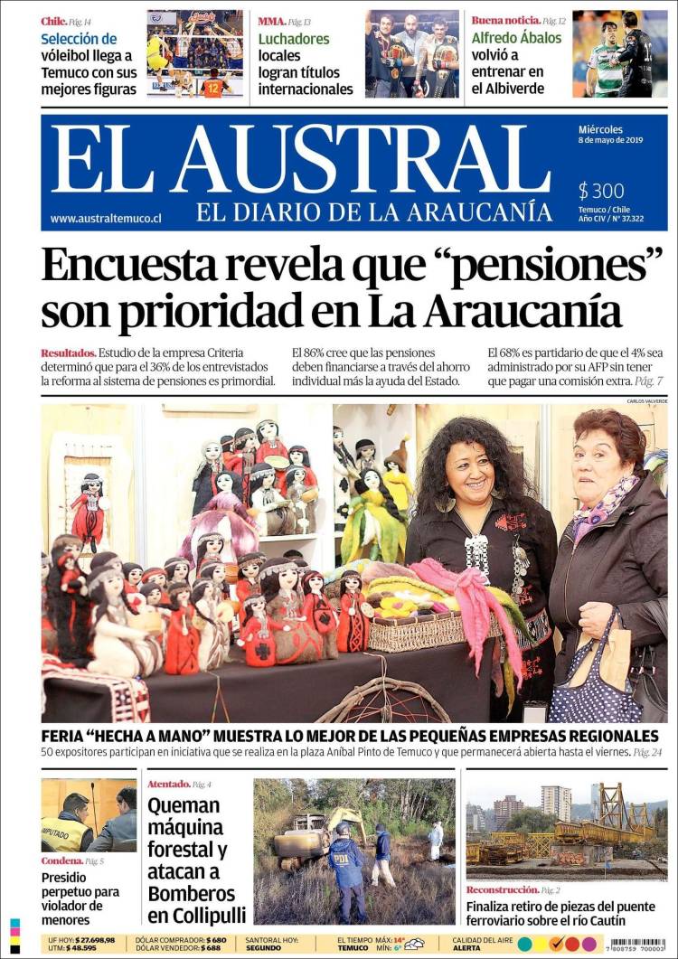 Portada de El Austral de Temuco (Chile)