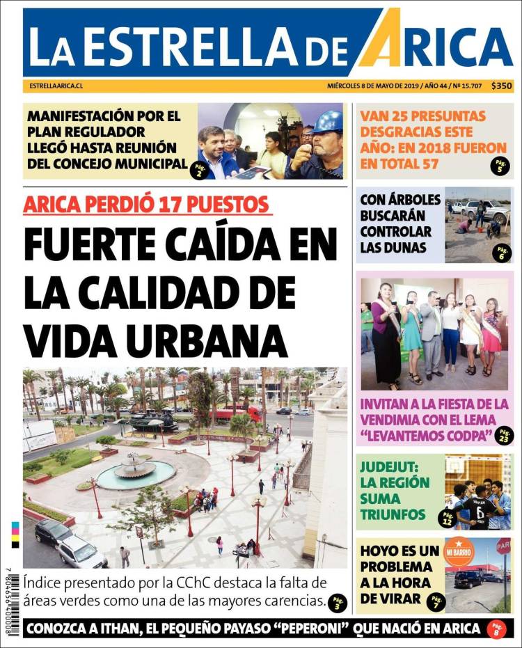 Portada de La Estrella de Arica (Chile)