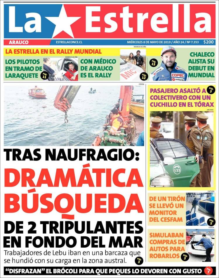 Portada de La Estrella de Concepción (Chile)