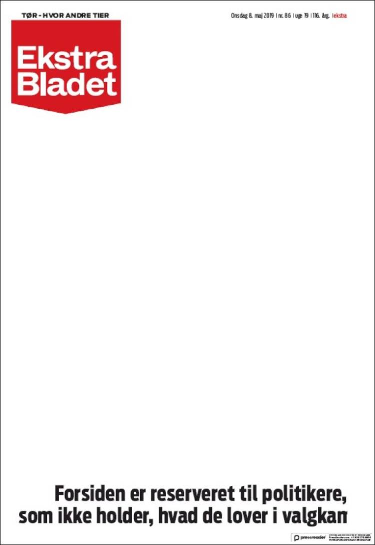 Portada de Ekstra Bladet (Dinamarca)