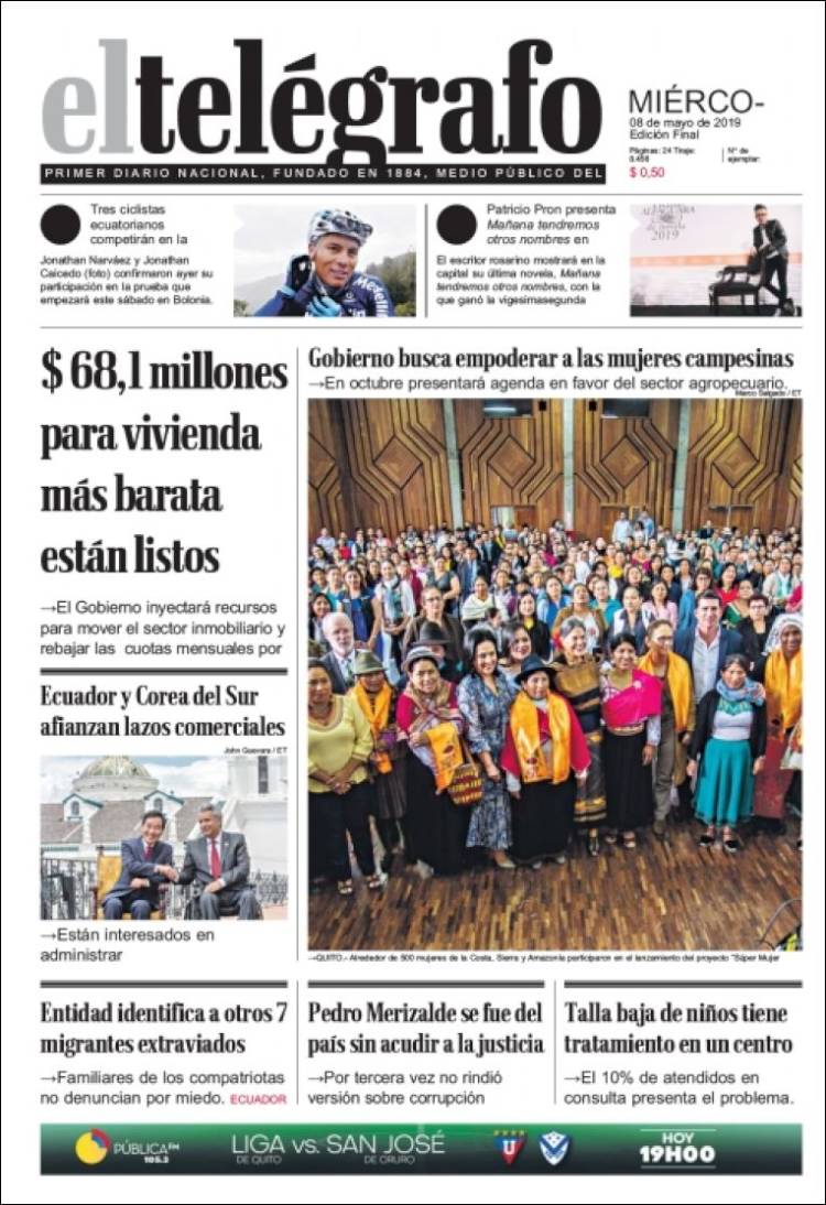 Portada de El Telégrafo (Ecuador)