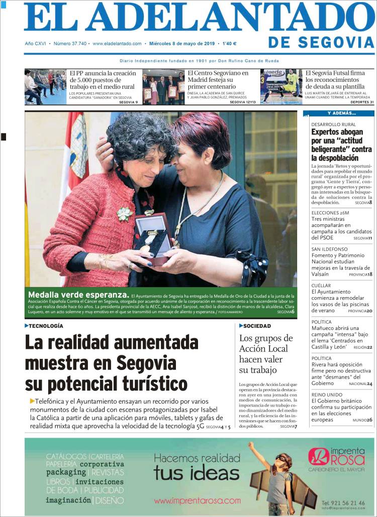 Portada de El Adelantado de Segovia (España)