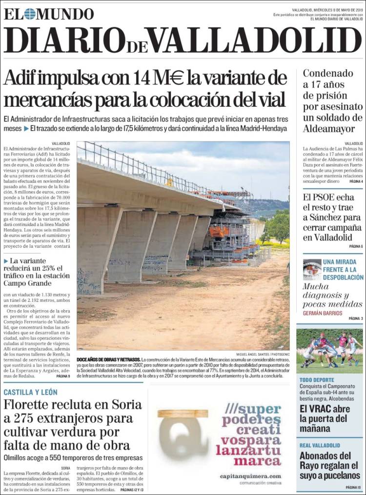 Portada de Diario de Valladolid (España)