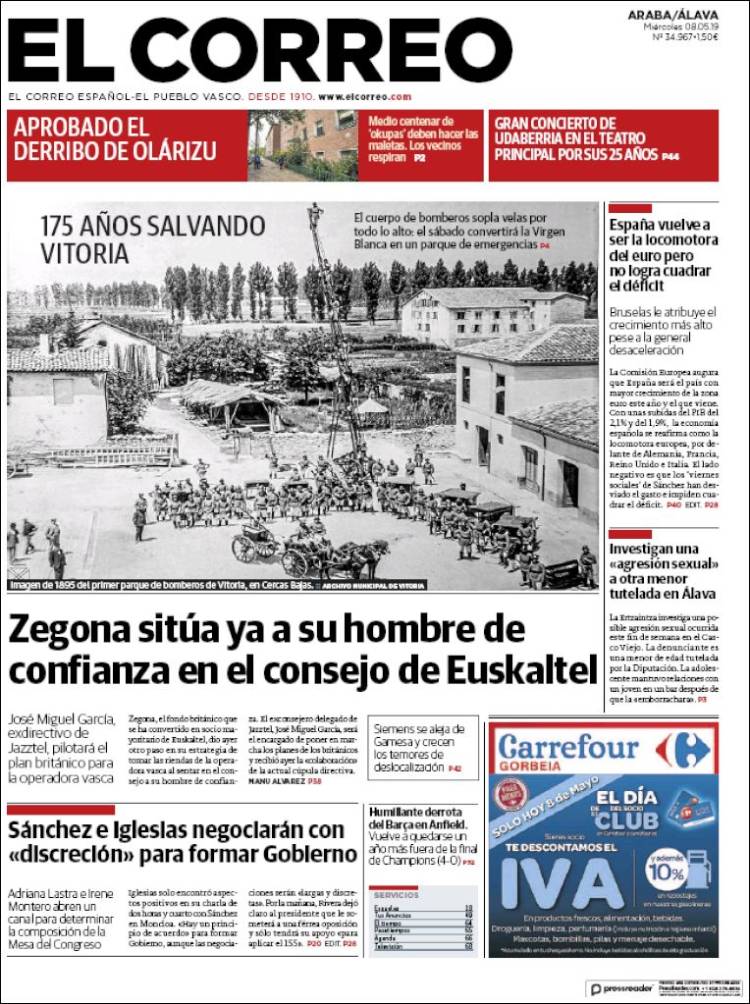 Portada de El Correo - Álava (España)