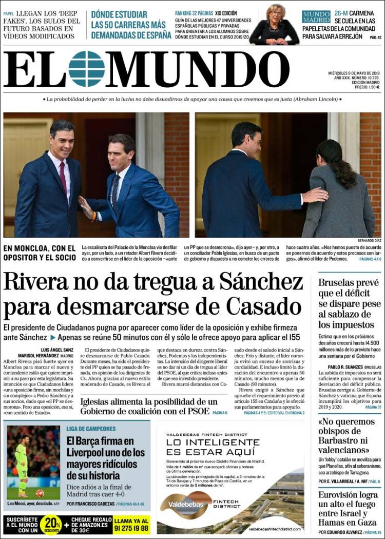 Portada de El Mundo (España)