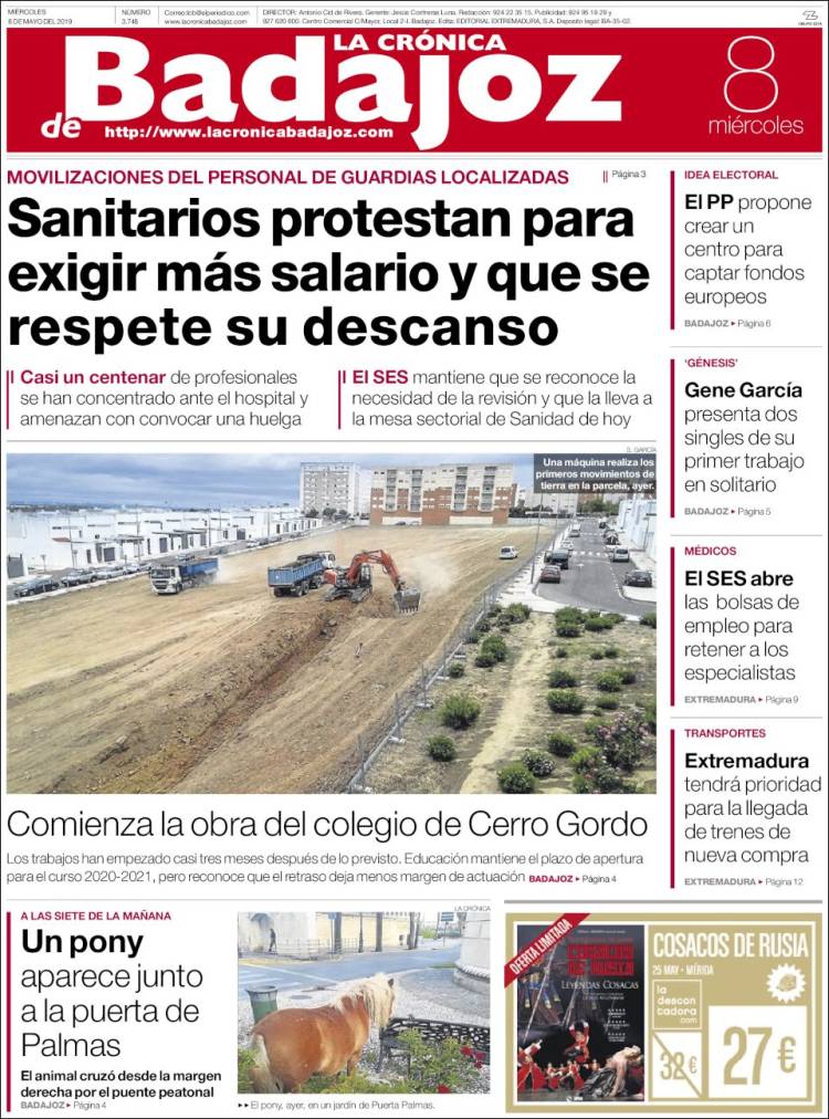 Portada de El Periódico de Extremadura (España)