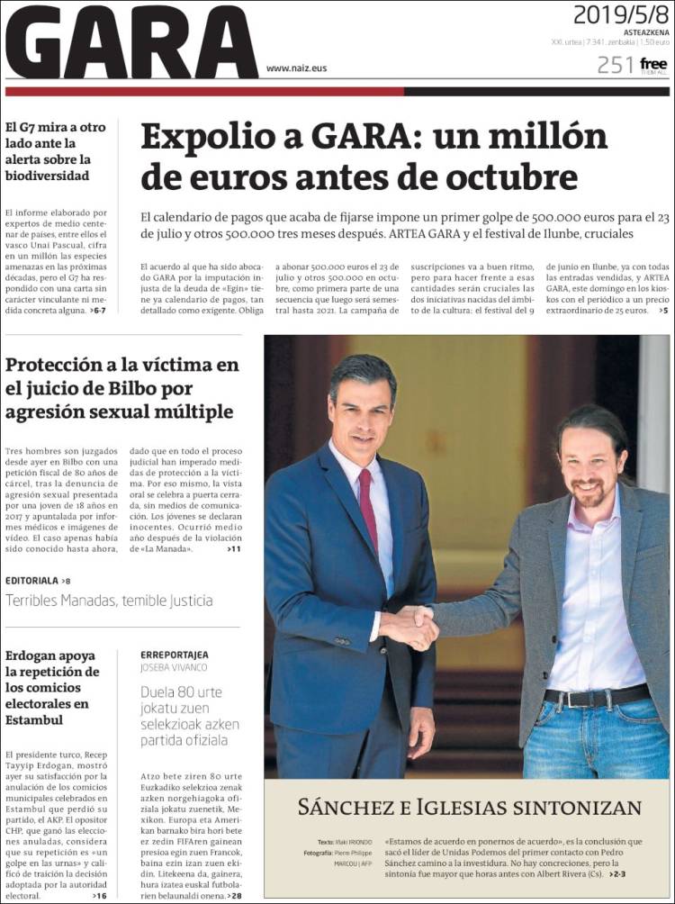 Portada de Gara (España)