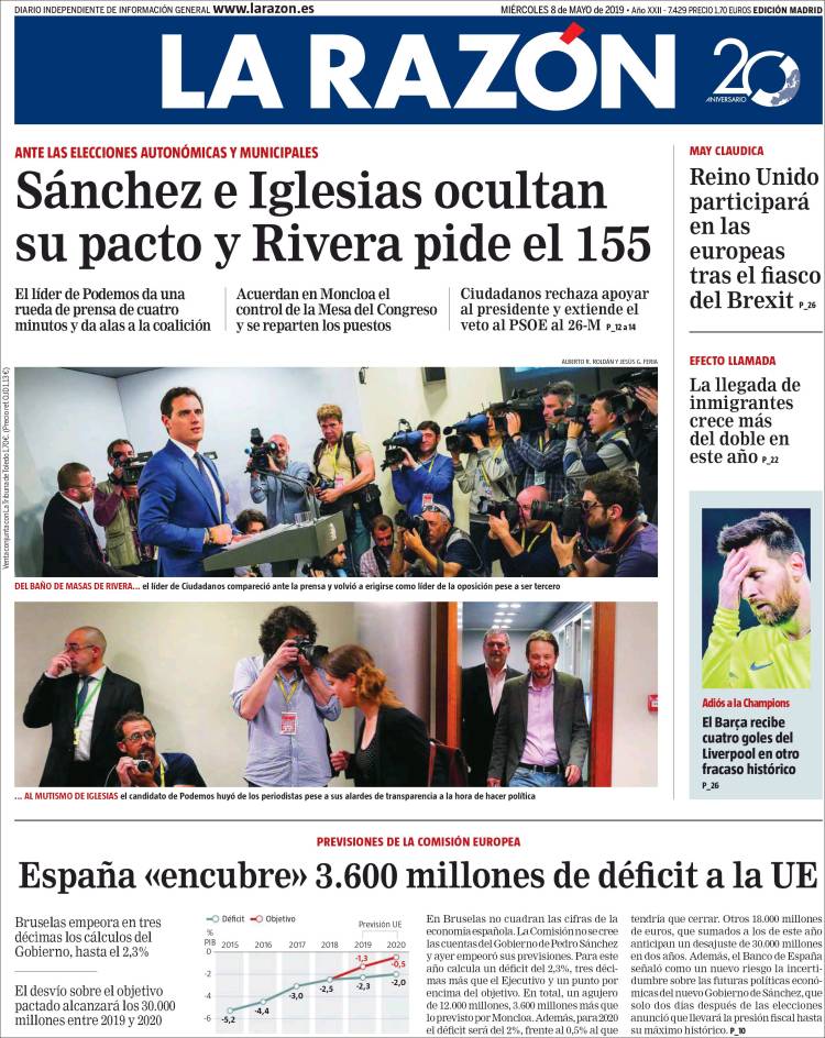 Portada de La Razón (España)