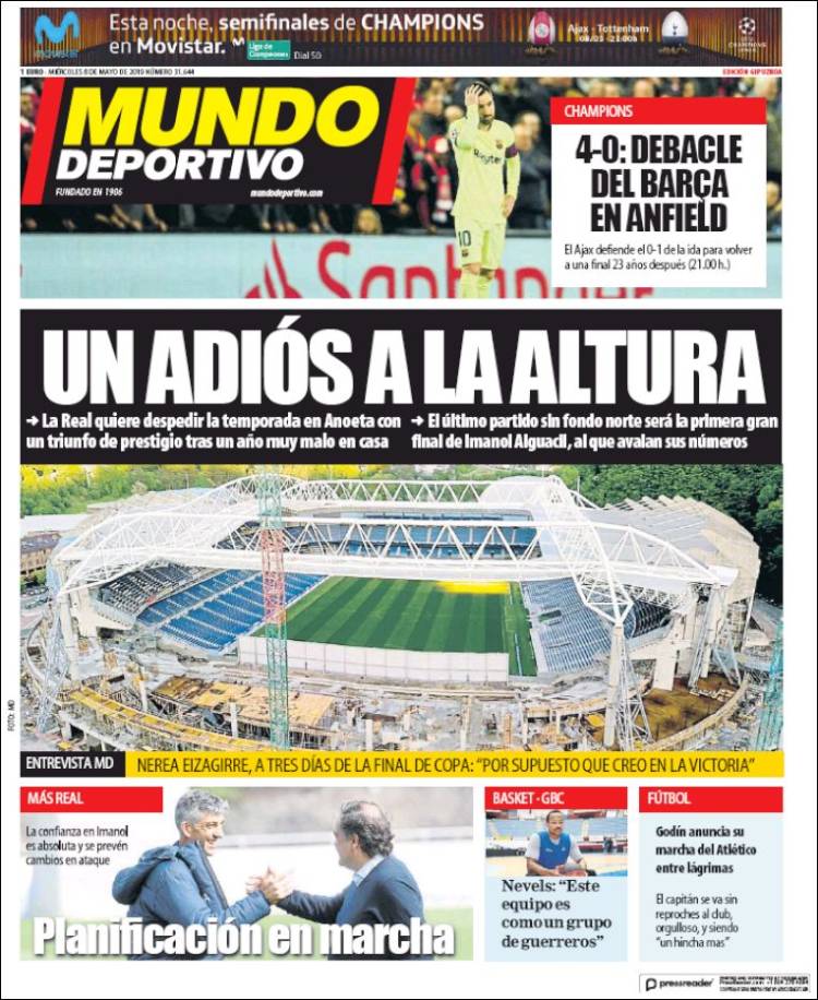 Portada de Mundo Deportivo Gipuzkoa (España)