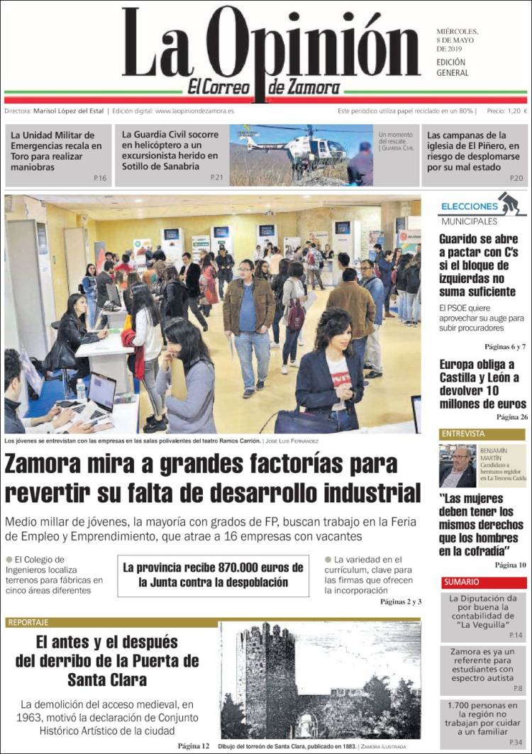 Portada de La Opinión - El Correo de Zamora (España)