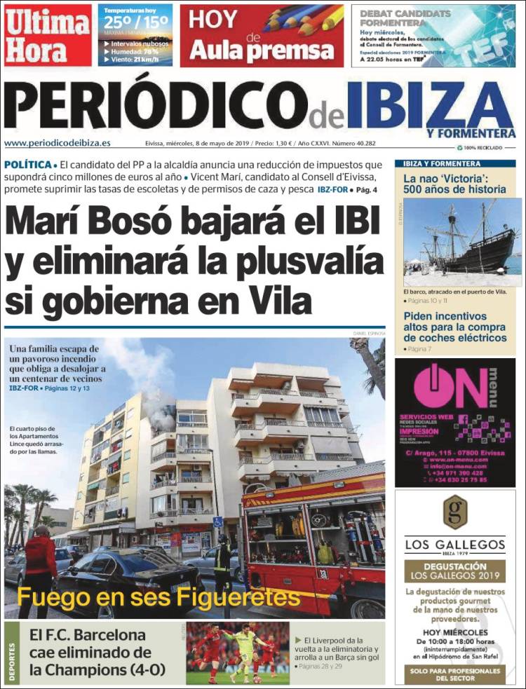 Portada de Periódico de Ibiza (España)