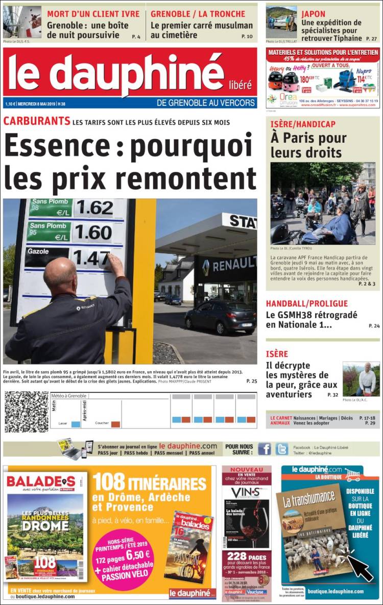 Portada de Le Dauphiné Libéré (Francia)