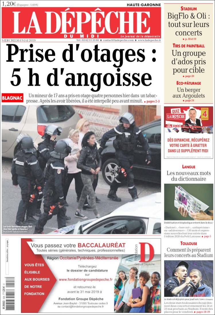 Portada de La Dépêche du Midi (Francia)