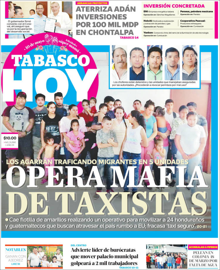Portada de Tabasco Hoy (M&eacute;xico)