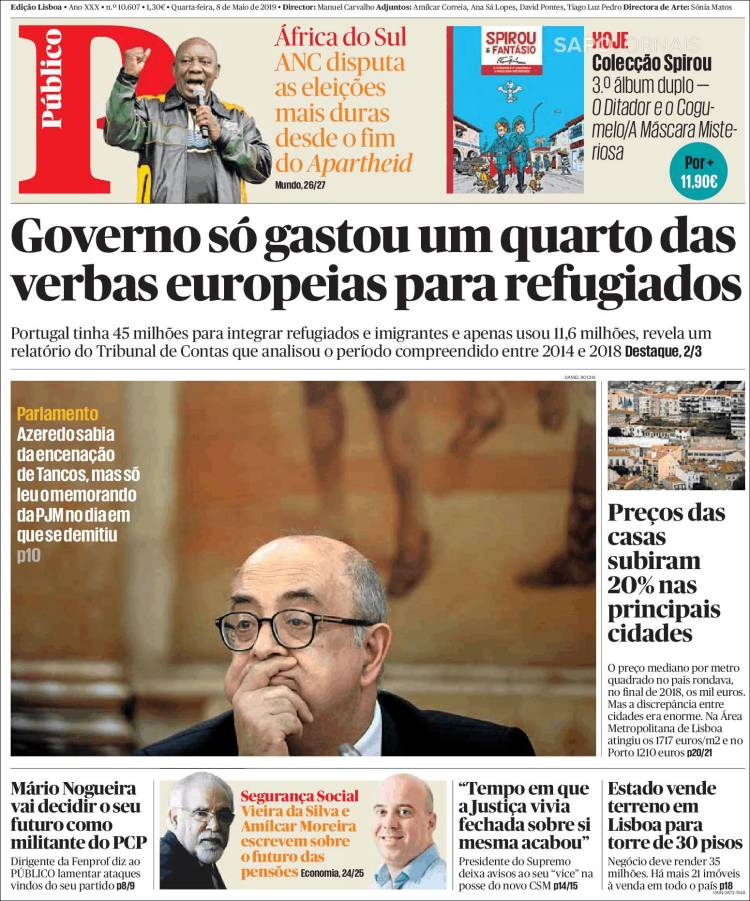 Portada de Público (Portugal)