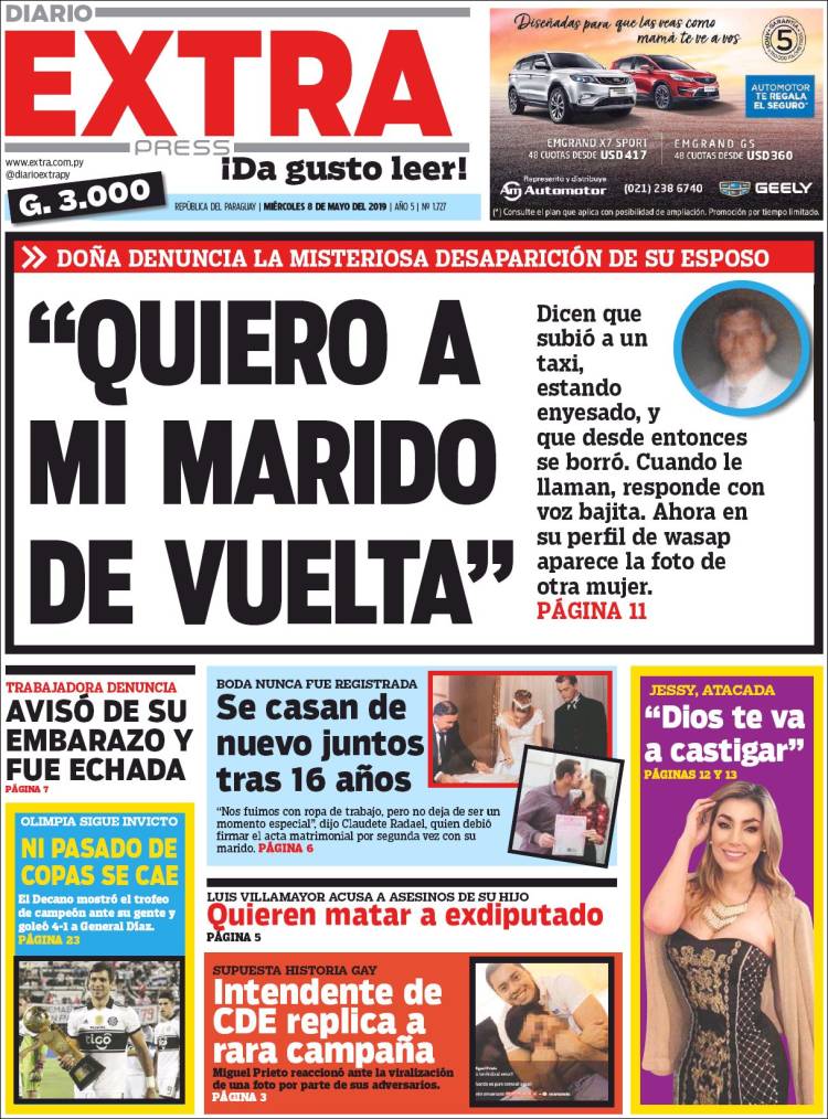 Portada de Diario Extra (Paraguay)